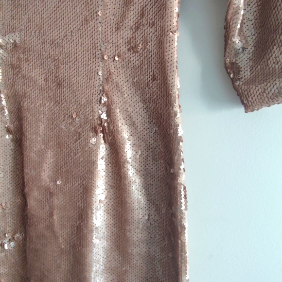 Lulu's Delightful Ways Rose Gold Sequin Dress - Picture 4 of 5
